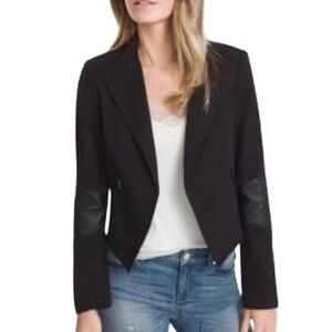 White House Black Market Moto‎ Jacket Faux Leather Detail Black Size 00